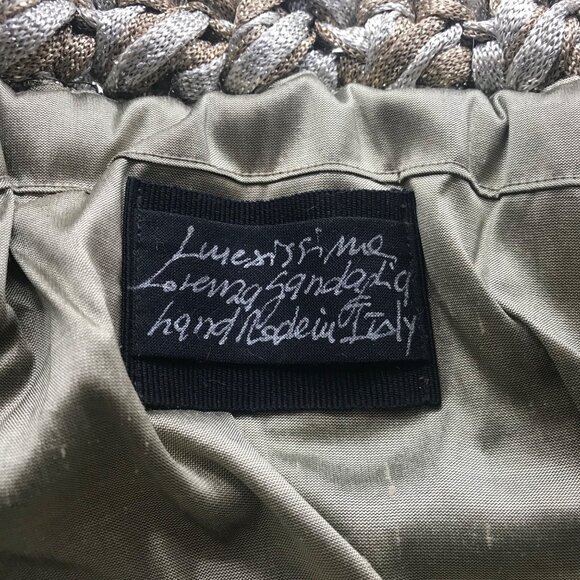 Lorenza Gandaglia Gray & Gold Lurex Crochet Flap Shoulder Bag - Picture 11 of 12